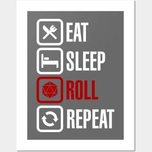 Eat Sleep Roll Repeat (Dark) Posters and Art